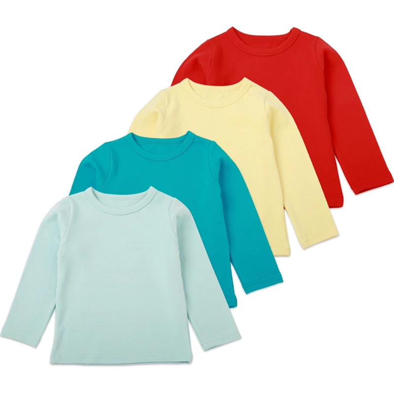 

Autumn Winter Cotton Kids T Shirt Candy Color Long Sleeve Baby Boys Girls T-Shirt Children Pullovers Tee Girl Boys Clothes