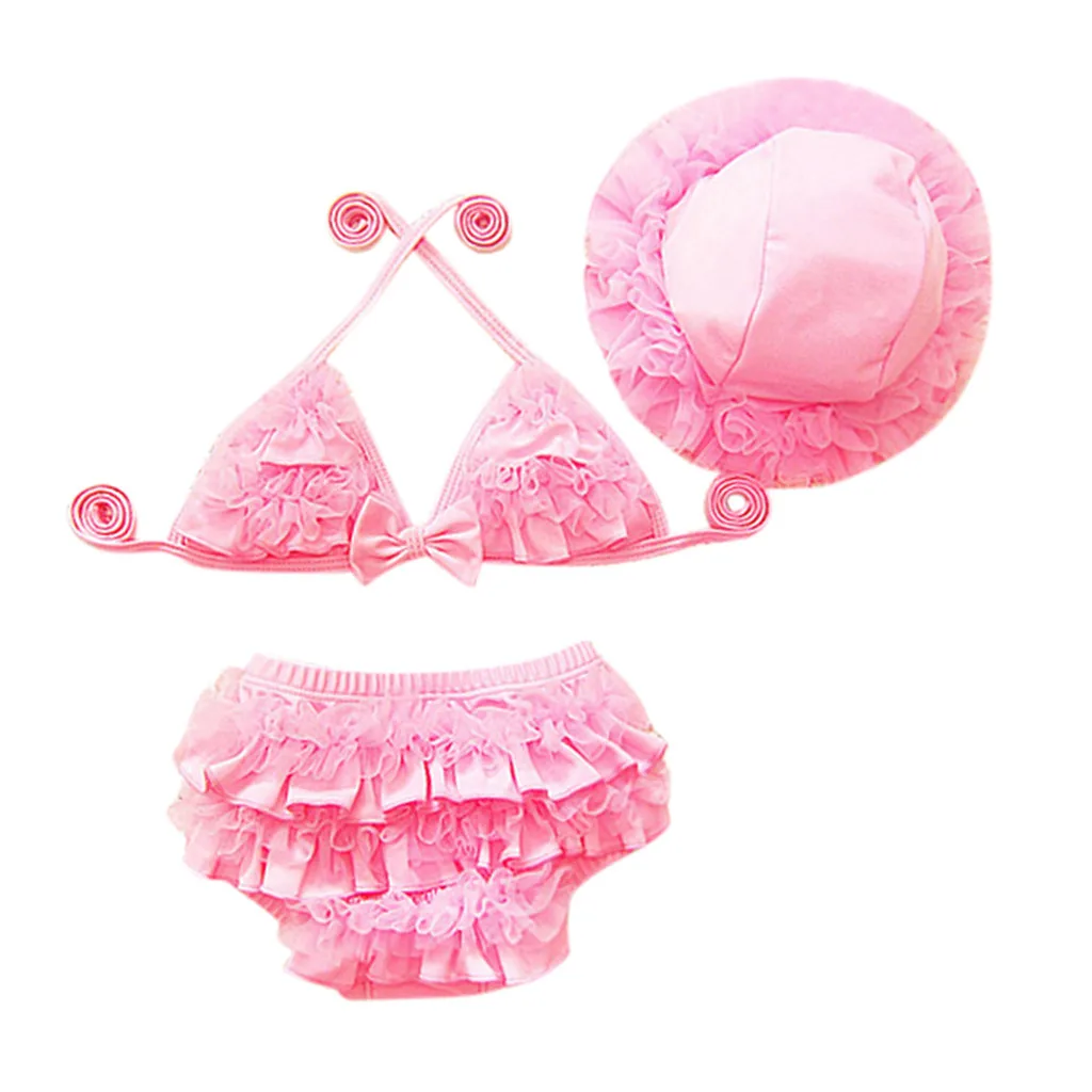 

Children Swimwear for Girls polyester Two Piece Swimsuit Bathing Suit Bikini Beach Solid pink Swimsuits Clothes Sets K330