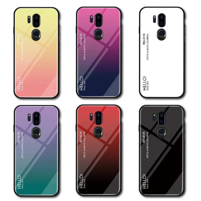 Чехол Haissky из закаленного стекла с градиентом для LG G7 ThinQ модный Радужный жесткий