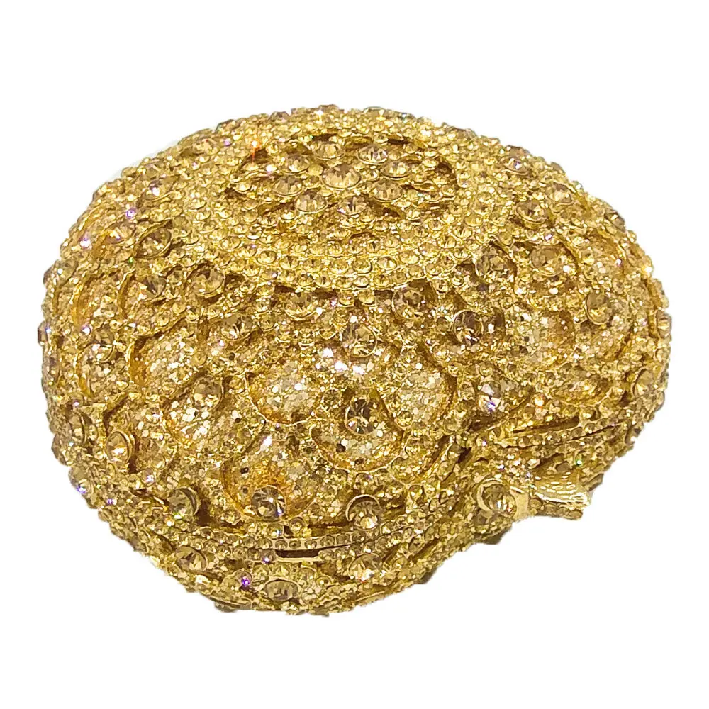 Бутик De FGG выдалбливают в форме яблока для женщин Золотой Кристалл клатч вечерняя сумочка свадебный вечерний коктейльный мини-кошелек