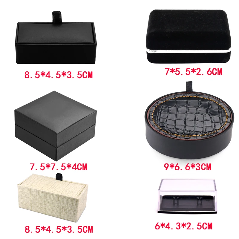 

Hot Sale Cufflinks Box 6 style 12pcs/lot Gift Box Gemelos New Storage Boxes Jewelry Cuff links Case Craft Badge Box Jewelry case