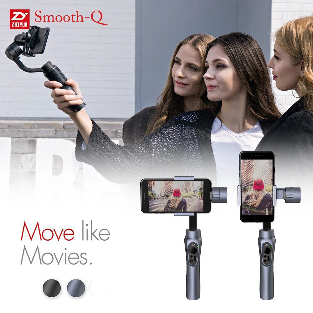 Zhiyun Smooth-Q 3-Axis Handheld Gimbal Stabilizer for Smartphone like iPhone Samsung and Gopro Action Camera 5 4 3 feiyutech spg gimbal 3 axis handheld gimbal stabilizer for iphone 7 6 plus smartphone gopro action camera vs zhiyun smooth q