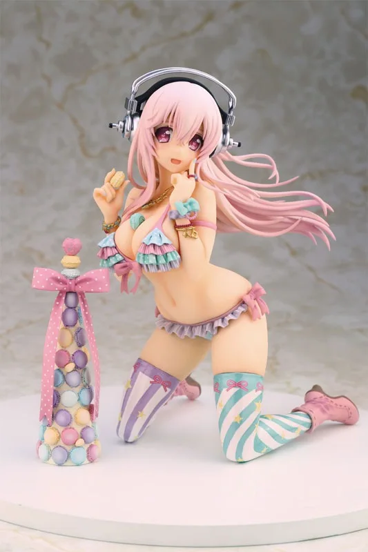 

Free Shipping 7" Anime Super Sonico with Macaroon Tower Boxed 17cm PVC Action Figure Collection Model Doll Toy Gift