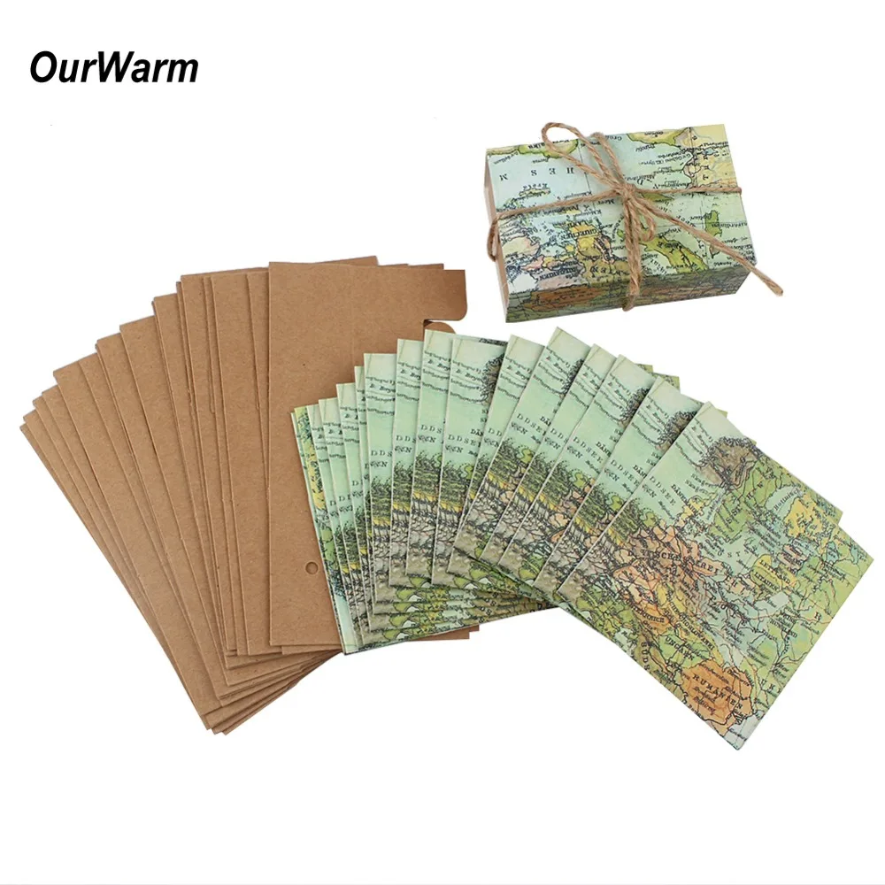 OurWarm 10 шт. бумага крафт Конфеты Подарочная коробка карта мира путешествия Сладкие