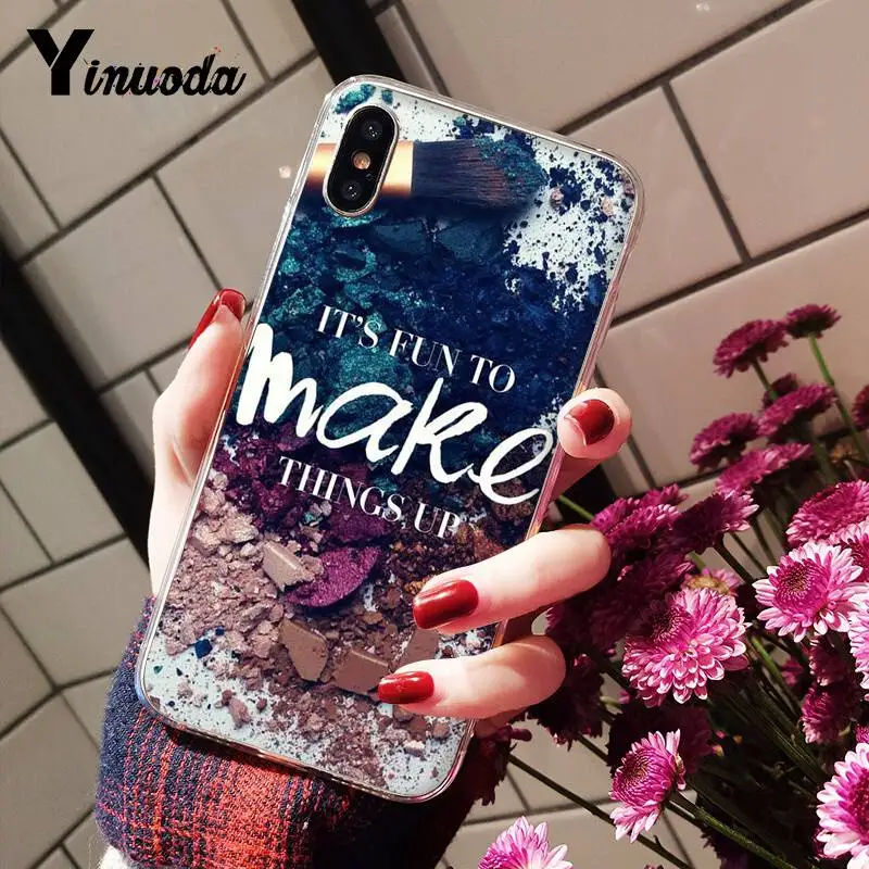 Yinuoda красивый чехол для телефона с кистью макияжа девочек iPhone X XS MAX 6 6S 7 7plus 8 8Plus 5 5S