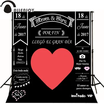 

Allenjoy custom blackboard wedding Backdrop Idea Chalk big heart Party Background photo booth diy photocall Excluding bracket