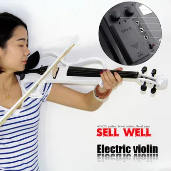 

High quality, 4/4 violin Send violin Hard case, Handmade white electric violin with power lines