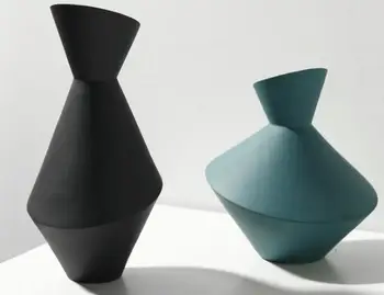 

Nordic style home furnishings ins creative vase Abstract handicraft living room soft geometric ceramic flower wares