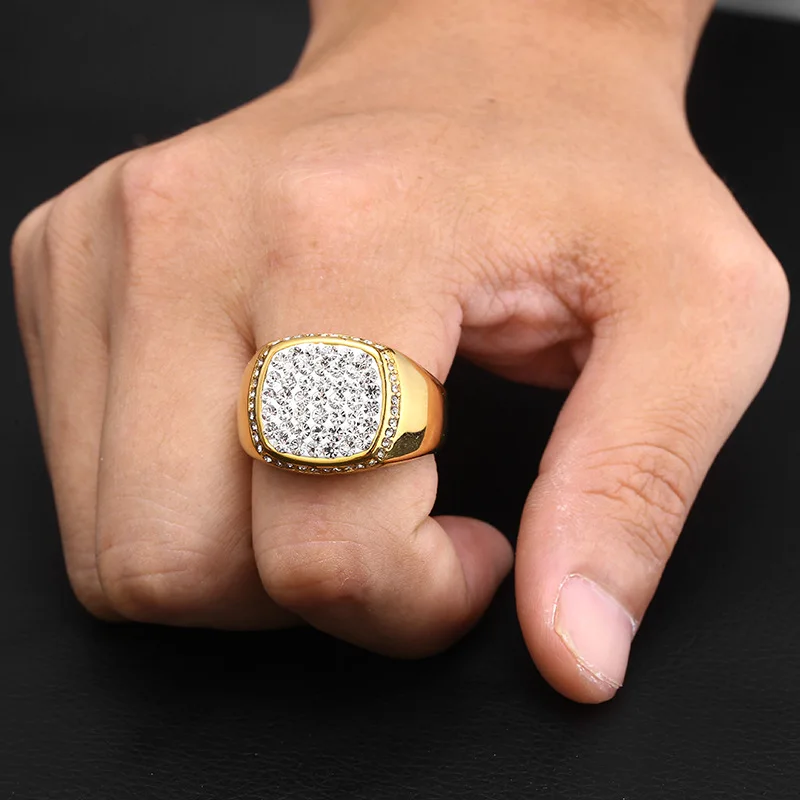 Хип-хоп US 8 до 13 размер кольцо все Iced Out Высокое качество микро Pave CZ кольца для женщин и мужчин Золотое кольцо для любви подарок