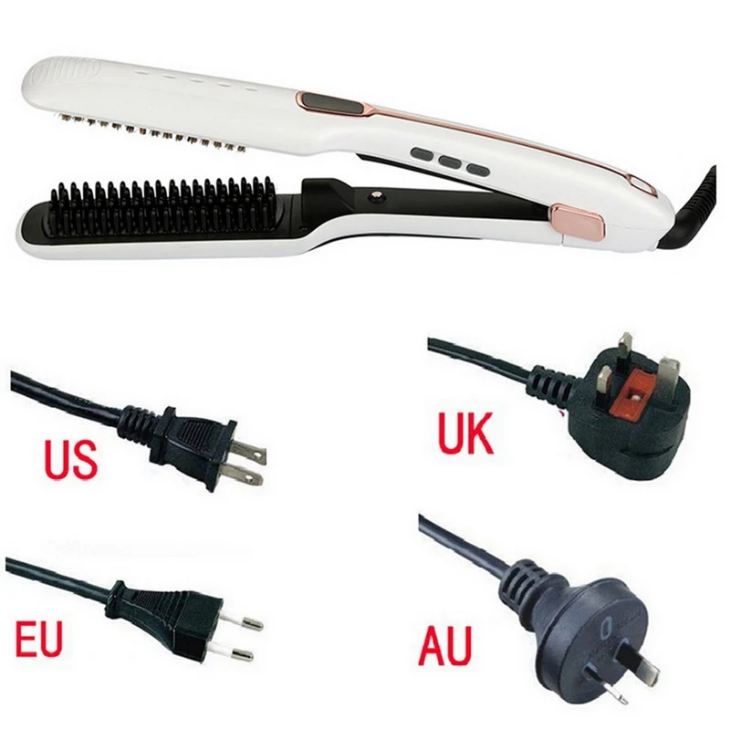 

Multifunctional Hair Straightener Negative Ion Infrared Spray Steam Straight Comb Tourmaline Ceramics Health And Beauty White