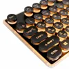 Steampunk Retro Gaming Keyboard Russian/English Layout Round Keycap Backlit USB Wired Glowing Metal Panel Crystal Border ► Photo 3/6
