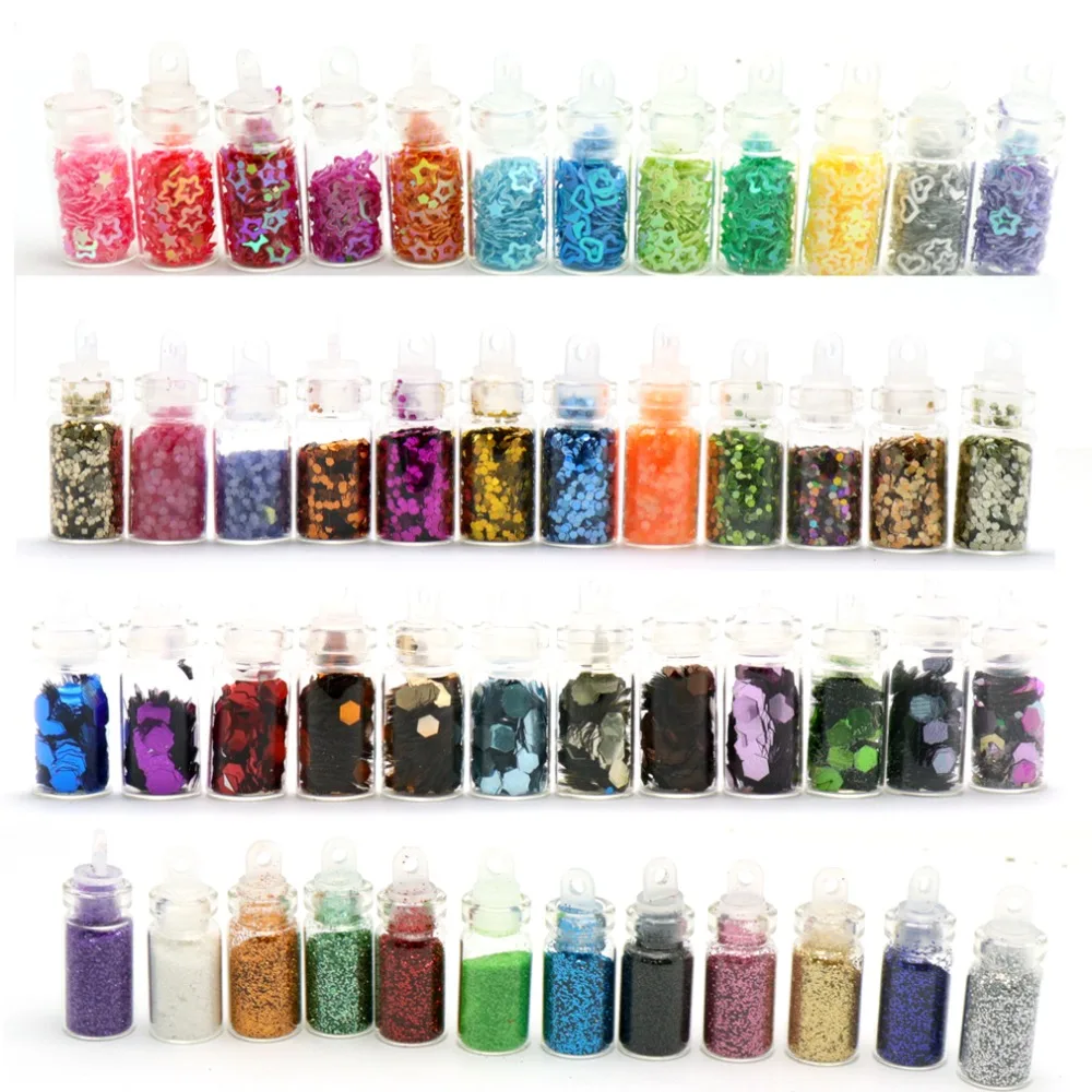 48 Bottles/Set Nail Art Sequins Glitter Powder Manicure Decoral Tips
