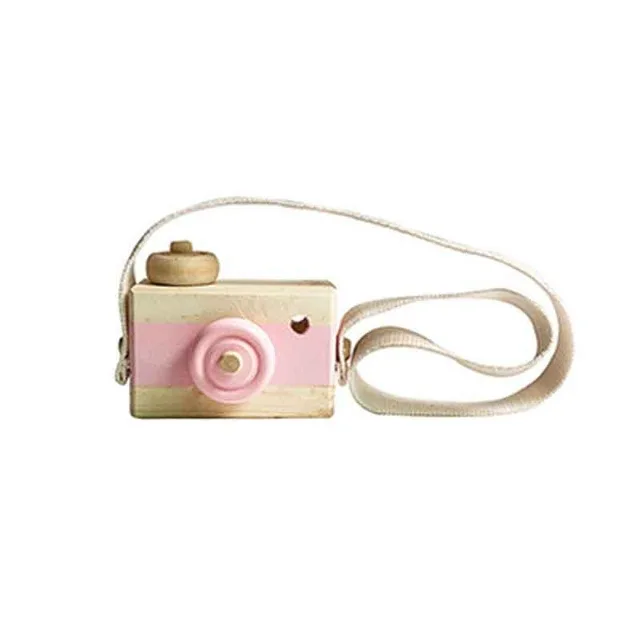 Милая деревянная игрушка камера для маленьких детей, подвесная камера для фотосъемки, украшение, Детская развивающая игрушка, подарок на день рождения, Рождество - Цвет: pink2