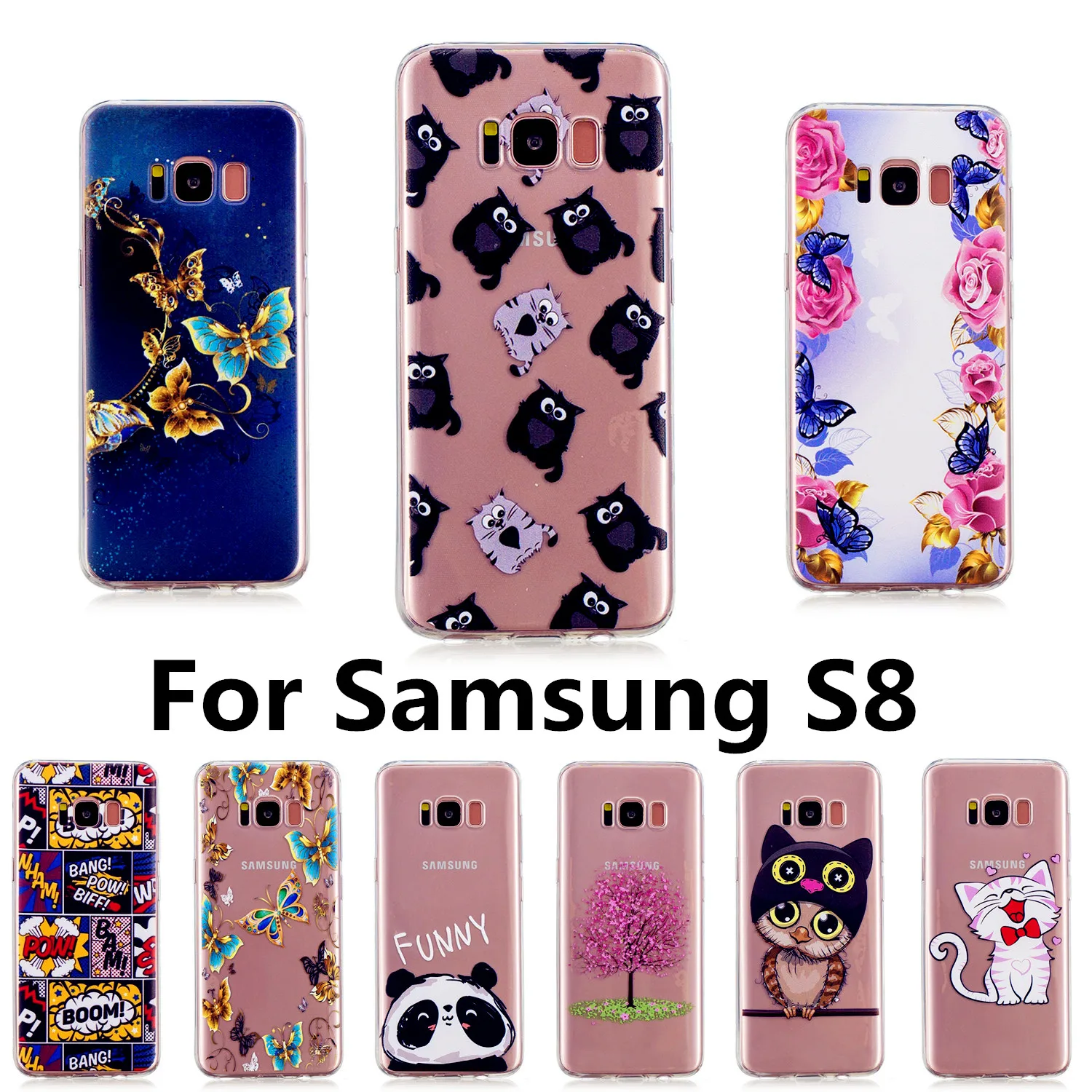 Милый модный силиконовый чехол для samsung Galaxy S8 S 8 G950 мягкая задняя крышка из ТПУ G9500