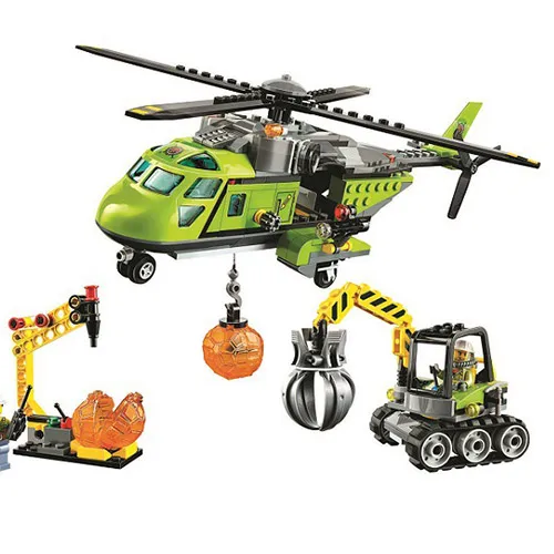 

Bela 10640 City Series Volcano Supply Helicopter Geological Prospecting Building Block Bricks Compatible Legoe Volcano 60123