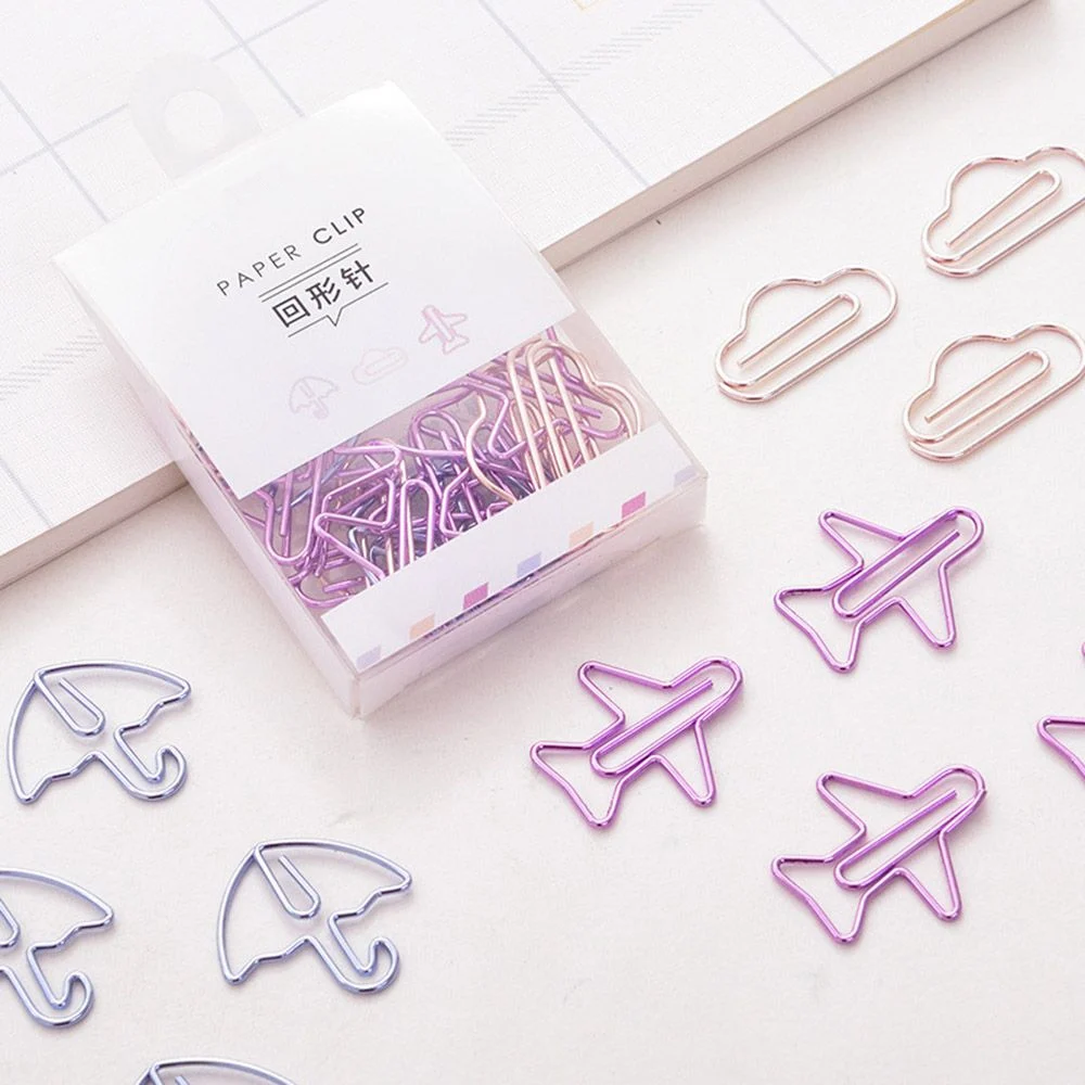 

12pcs/box Mini Cartoon Shape Paper Clips Kawaii Stationery Clear Binder Clips Photos Tickets Notes Letter Paper Clip Stationery