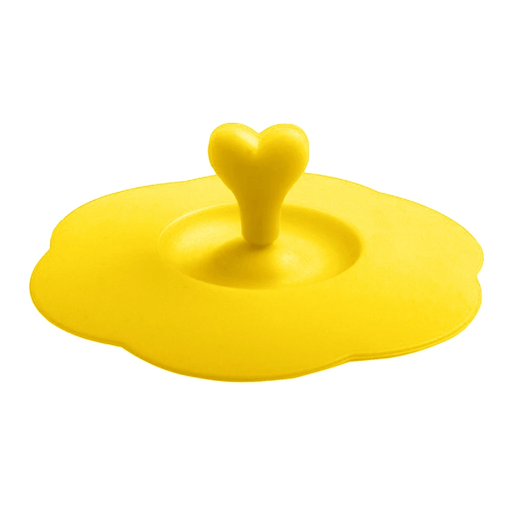 Многоразовая безопасная силиконовая ручка сердце Анти-пыль стеклянная кофейная кружка крышка для чашки крышка - Цвет: Yellow