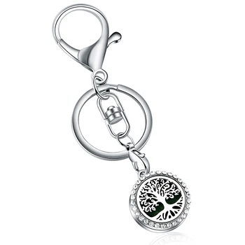 

Tree Of Life Zircon Aroma Keychain Stainless Steel Perfume Diffuser Charm Fashion Aromatherapy Essential Oil Diffuser Locket