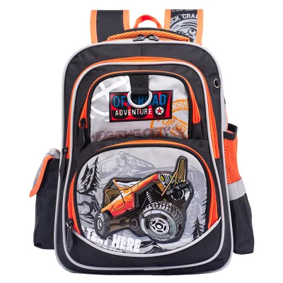 Детская сумка для книг, школьный рюкзак, детские школьные сумки для начальной школы для девочек и мальчиков, ортопедический Школьный рюкзак, рюкзак mochila cartable enfant - Цвет: car orange