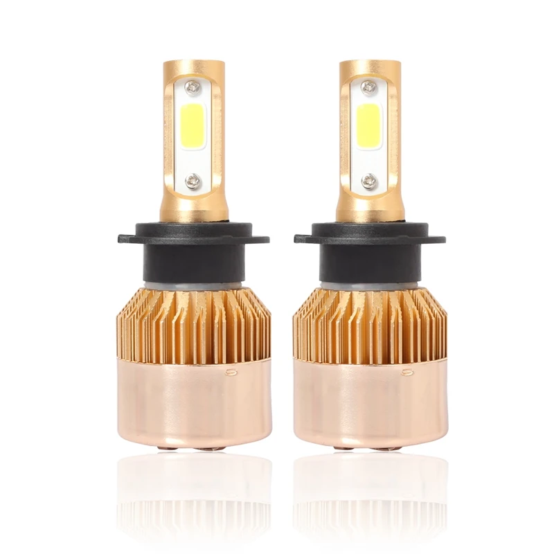 

S2 H7 Car LED Headlight Bulbs 6500K 72W 8000LM COB LED Headlamp Fog Light Gold