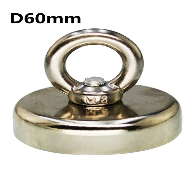 

1pc D60 Neodymium magnet super strong powerful salvage hook fishing Magnet Circular Ring permanent holder deap sea equipment N35