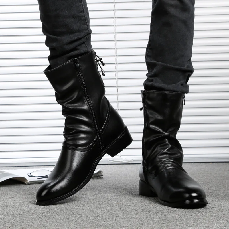 Nueva Punky Motocicleta Black Casual Militares Zapatos Hombres Plush 2018 black Inglaterra Genuino Estilo Cuero Martin Winter Masculino Springautumn De Botas dxq4dfBwt
