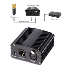 48 В Phantom Мощность EU/us Plug 110 В/220 В 1-питания канала + адаптер + Один XLR аудио кабель для любого конденсаторный микрофон Запись
