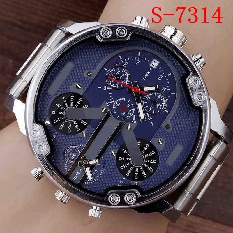 

Dual Time Business Watches Men Luxury Brand Golden Steel Quartz Watch Dz Style 7314 Relogio Masculino Relojes Hombre 7370 7333