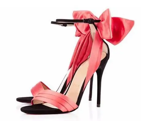 

Ladies black butterfly-knot high heel ankle strap sandals Ladies super high thin heel high heels Rome shoes Dress shoe