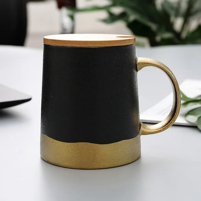 380ml Creative Ceramic Coffee Mug Milk Tea Cup Travel Mugs with Bamboo