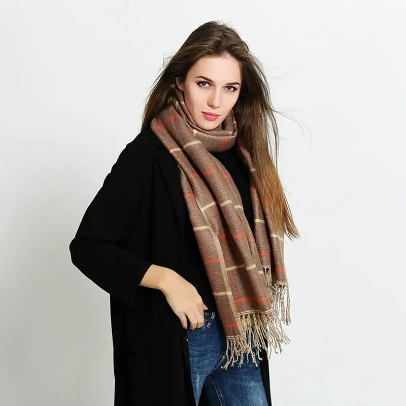 Fashion Tassel Scarf Women Winter Luxury Brand font b Tartan b font Foulard Mujer Striped Bufandas
