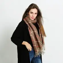 Fashion Tassel Scarf Women Winter Luxury Brand font b Tartan b font Foulard Mujer Striped Bufandas