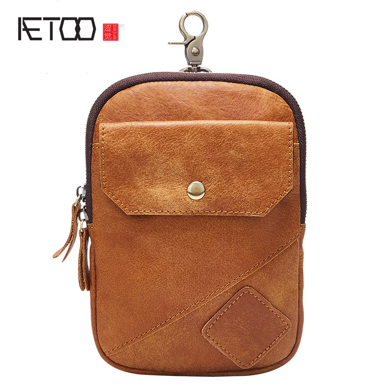 

AETOO New leather business package Korean version of the leisure multi-functional wear a small waist bag shoulder
