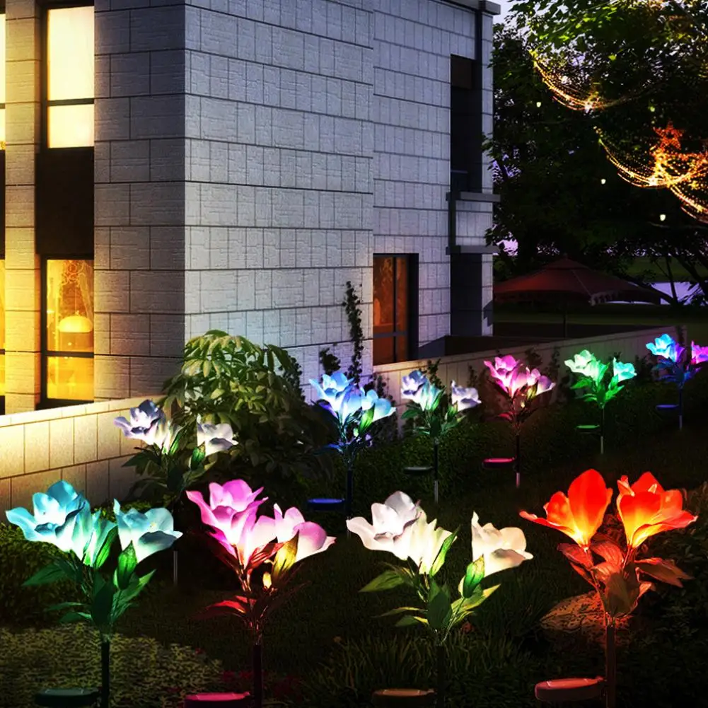 

Garden Waterproof Solar Powered Lily Flower Color Gradient LED Stake Lawn Light
