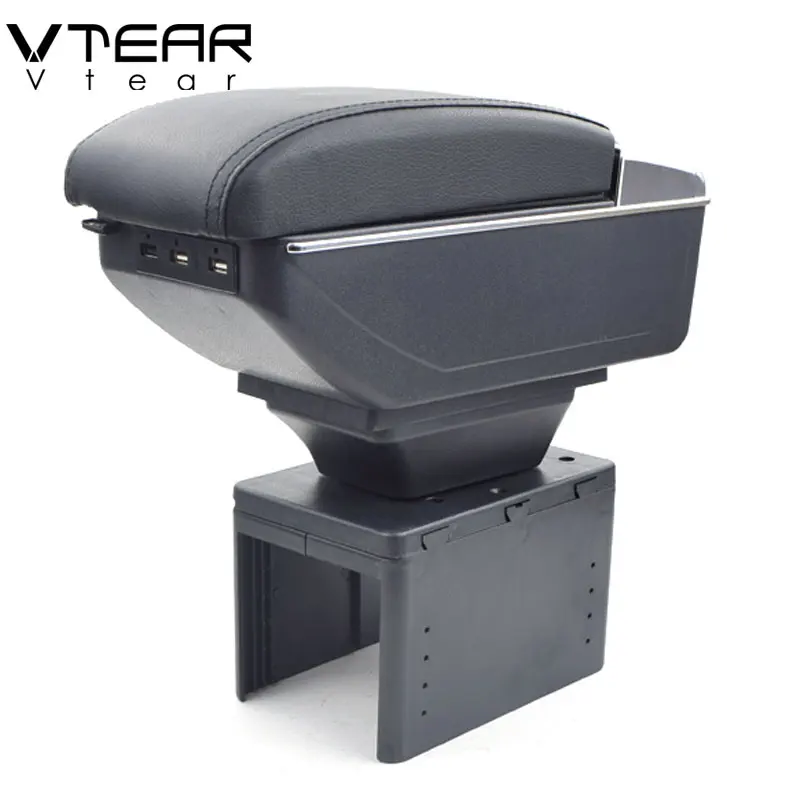 

Vtear For dacia renault fluence/logan armrest box USB Charging heighten Double layer central content holder ashtray accessories