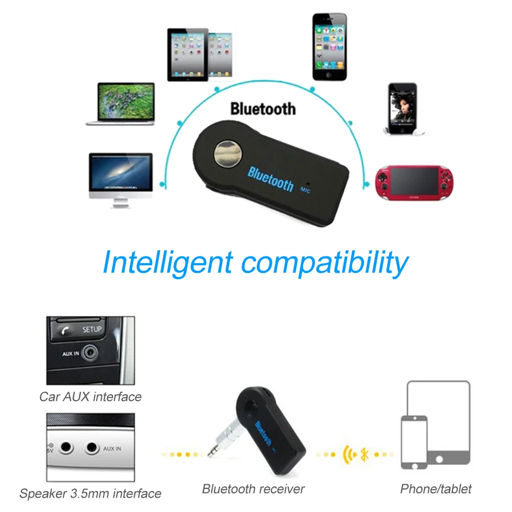 

3.5mm Jack Bluetooth Receiver Car Wireless Adapter Handsfree Call Bluetooth Adapter Transmitter Auto Music Receiver for Phone