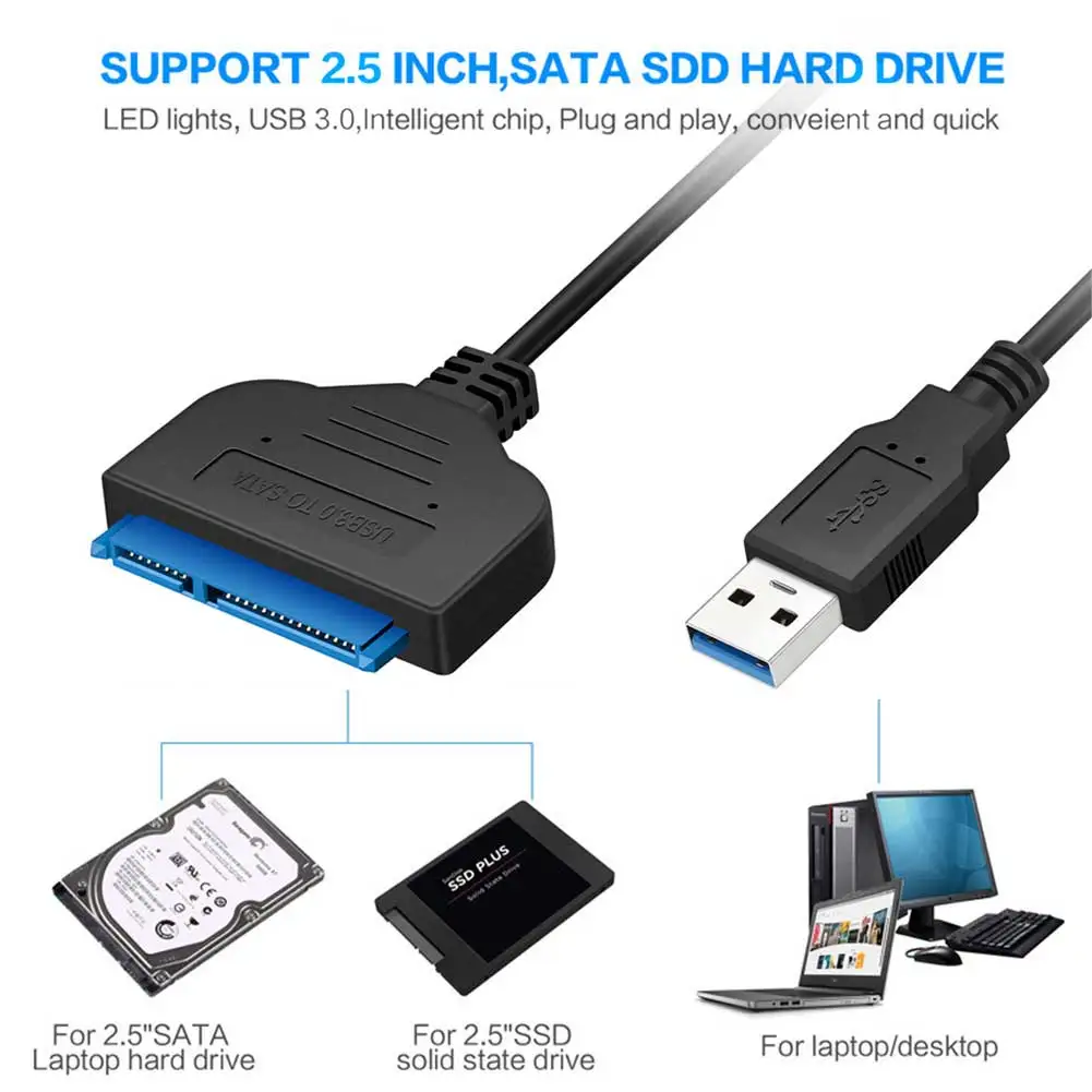 USB 3,0 SATA 3 кабель Sata для USB адаптер до 6 Гбит/с Поддержка 2,5 дюймов внешний SSD HDD жесткий диск 22 Pin Sata III кабель