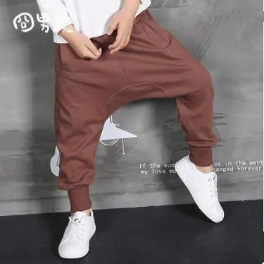 

2018 spring and autumn male child harem pants personality boys casual pants hip hop dance loose 100% cotton baby sports trousers