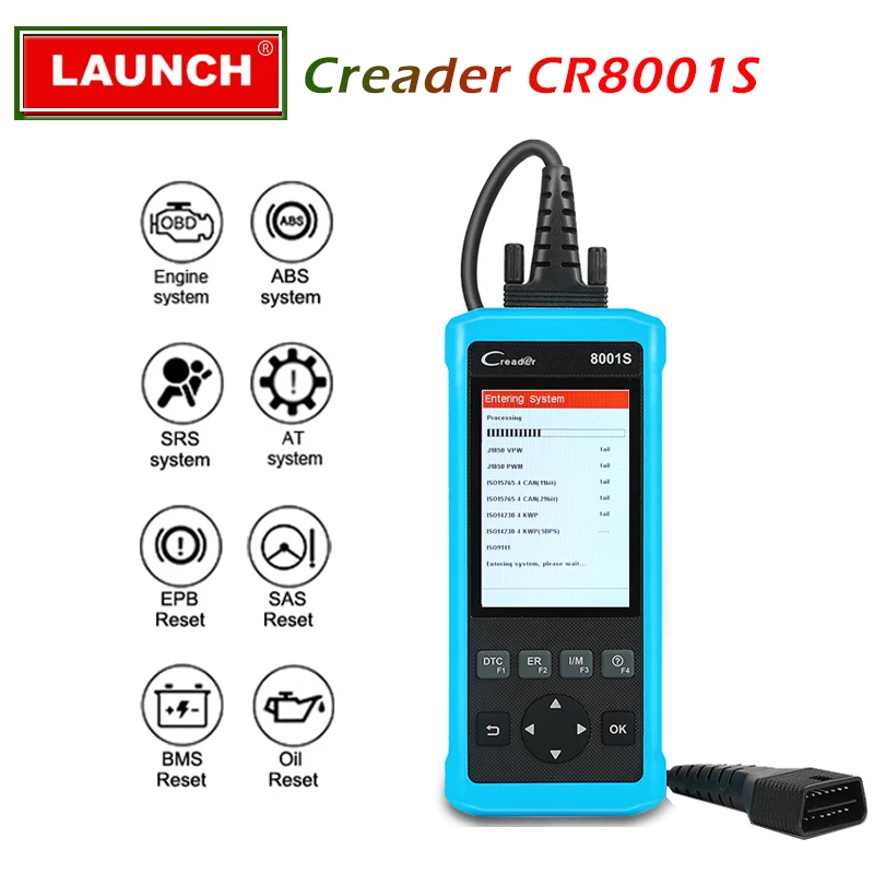 

Launch Creader 8001S OBD2 Code Reader Diagnostic Tool Four Systems Full obdii Functions CR8001 S Diagnoses OBD 2 EOBD Scanner