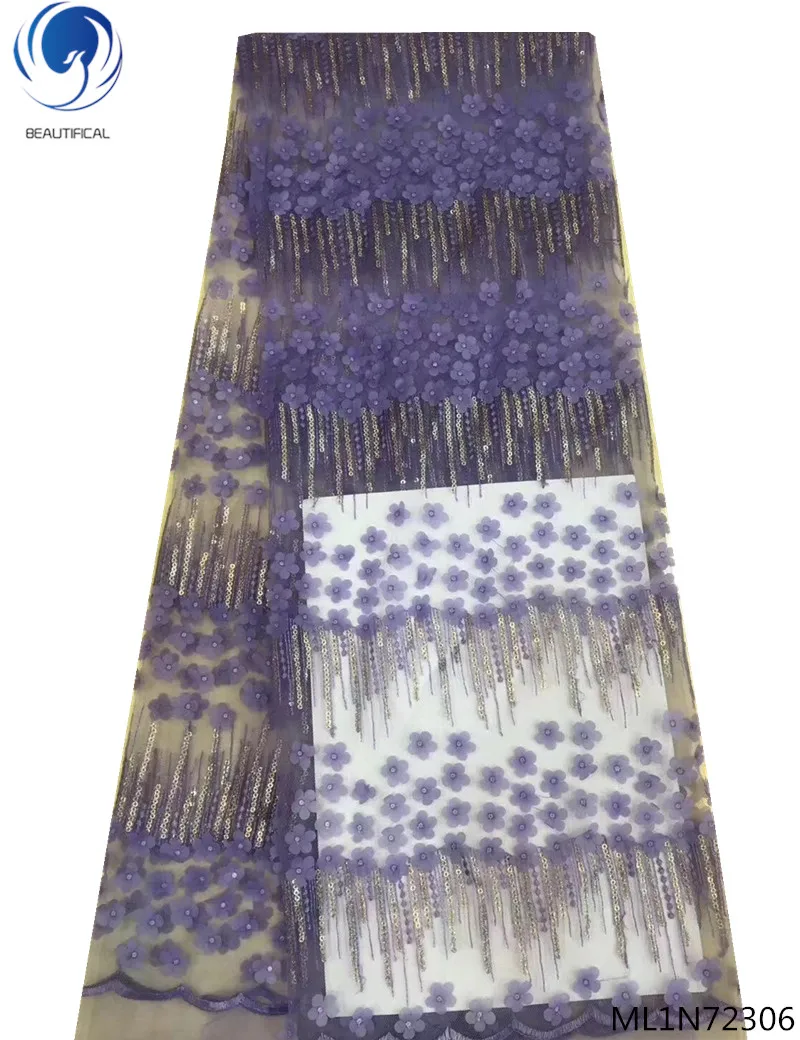 

Beautifical african sequins net lace fabrics 2019 high quality fabrics dress shiny lace fabrics for women 5yards/lot ML1N723