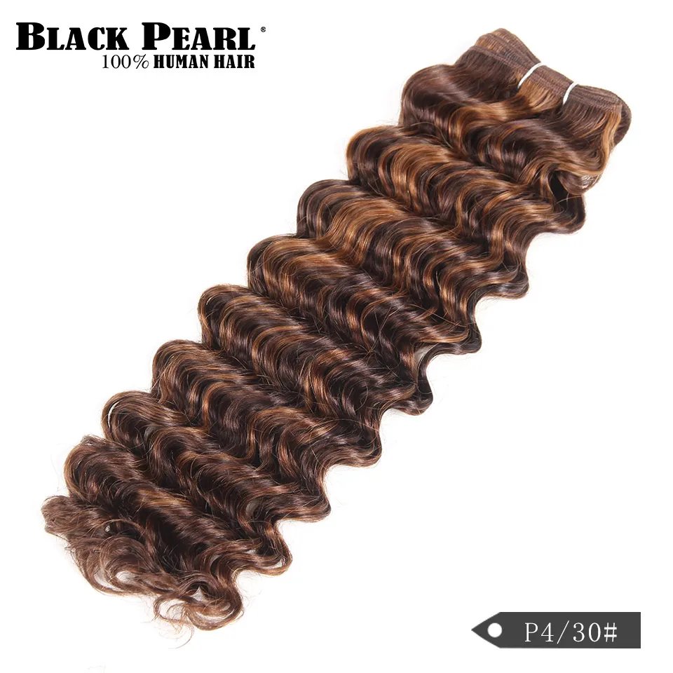 Черный жемчуг глубокая волна бразильские волосы переплетения пучки 113 г Омбре человеческих волос пучки волосы Remy наращивания - Цвет волос: P4-30