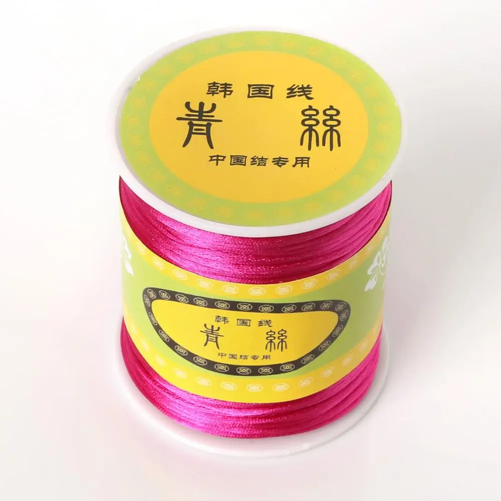 1,5 мм 70 м/рулон смешанный нейлоновый атласный корейский Завязывающийся шелковистый шнур макраме Плетенный бисером браслет нить рукоделие ткачество ремесла - Цвет: Fuchsia