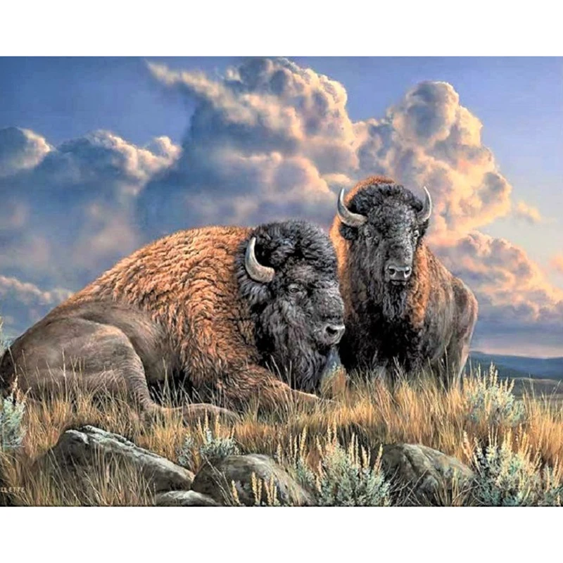 

Diy Diamond Embroidery Grassland bison Diamond Painting Cross Stitch Diamond Mosaic Embroidery With Home Decoration BK-4738