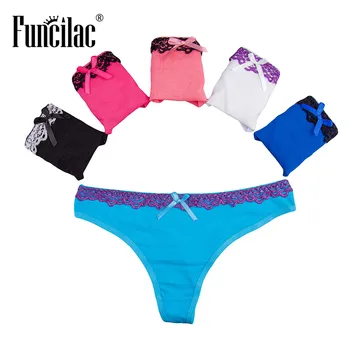 

FUNCILAC Women Thongs and G Strings Sexy Lace Panties Underwear Lingerie Culotte Femme Panty Stringi Damskie Tangas 5 pcs/Lot