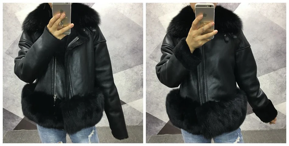 women genuine leather jacket with fur (7)