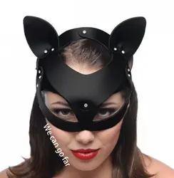 Кожаная маска котенка для кошки, аксессуар для игры в домашних животных, маска бандаж для косплея, секс-игрушки для взрослых