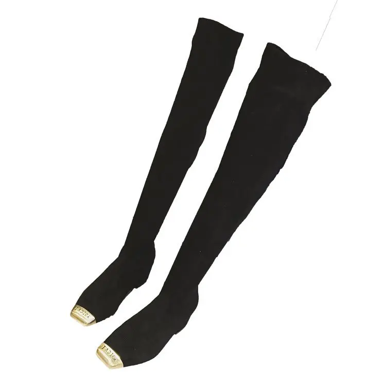 

Thigh High Boots Female Winter Boots Women Over The Knee Boots Flat Stretch Square Toe Sexy Fashion Shoes Black Riding Shoes