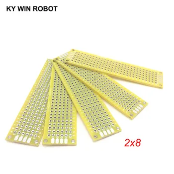 

5pcs 2x8cm 20x80 mm Yellow Double Side Prototype PCB Universal Printed Circuit Board Protoboard For Arduino