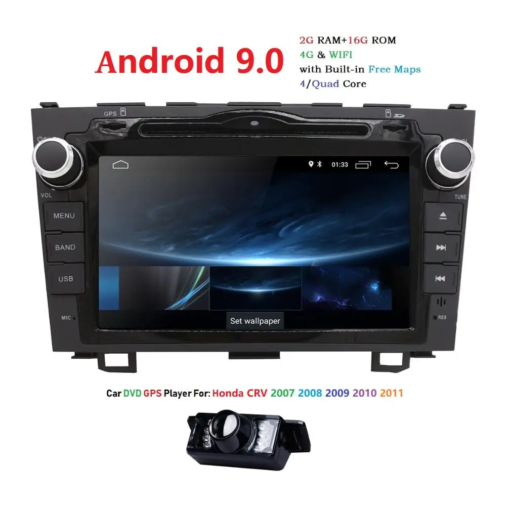 HD четырехъядерный A7 4*1 2 GHz 1024X600 Android 9 0 автомобильный dvd плеер для Honda CRV CR V 2006 2011 4G WiFi