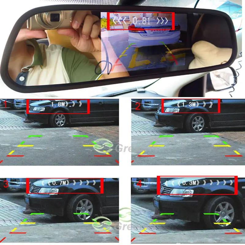 Parking Sensor Kit,Led Parking Sensor Kit,Parking Sensor,Car Led Parking Sensor,GreenYi Car Parktronics Assistance 4PCS 16mm Adjustable Flat Sensors Reverse Backup Radar Sensor Detector Sound Buzzer Alarm